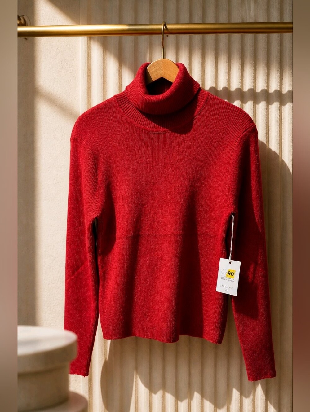 Cielo NWT Beautiful Red Ribbed Stretchy Turtleneck Women's Sweater Sz XL